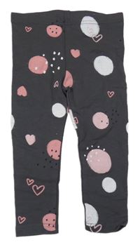 Tmavošedé legíny s kruhy a srdíčky so cute