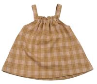 Pudrovo-skořicové kockované šaty Nutmeg