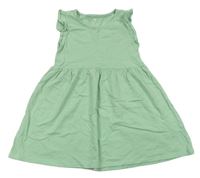 Zelené bavlnené šaty s volánikmi H&M