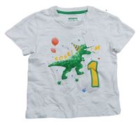 Bílé tričko s dinosaurem a ostny 