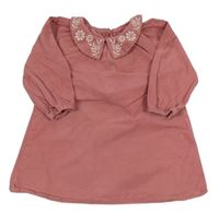 Staroružové menšestrové šaty s golierikom s výšivkami M&S