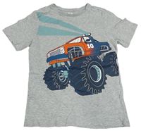 Šedé melírované tričko s monster truckem C&A