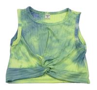 Neónově žlto-modrý batikovaný rebrovaný crop top Shein