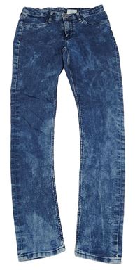 Modré teplákové skinny fit rifle H&M