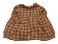 Starorůžovo-hnědé kostkované šaty s límečkem M&Co.