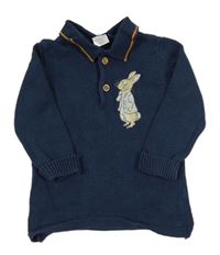 Tmavomodrý polo sveter s králíkem - Peter Rabbit Tu