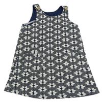 Tmavomodro-biele kvetované na traké šaty Matalan