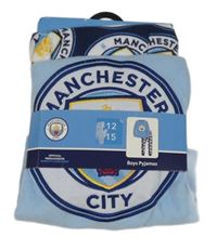 Nové - Světlemodro-tmavomodré fotbalové fleecové pyžamo - Manchester City