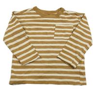 Hnědo-béžové pruhované mikinotriko s vreckom H&M