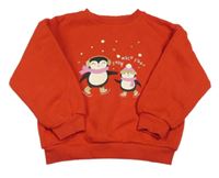 Červená mikina s tučňáky Primark