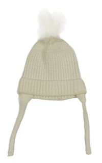 Smotanová rebrovaná pletená čapica s brmbolcom