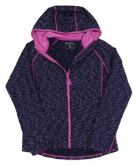 Tmavomodro-růžovo-modrá melírovaná thermo propínací mikina s kapucí Mountain Warehouse