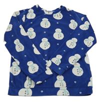 Safírová plyšová pyžamová mikina se sněhuláky Tu