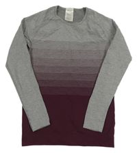 Šedo-vínové spodní funkční triko s pruhy Crivit