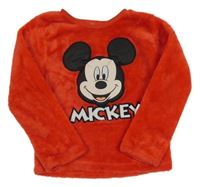 Červená chlpatá mikina s Mickeym Disney