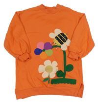 Korálové teplákové šaty s květy a včelou Next