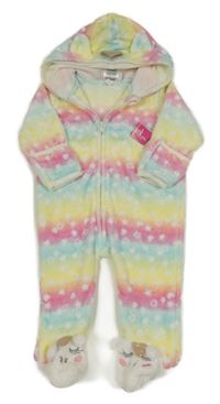 Nové - Barevná chlupatá kombinéza se srdíčky s hvězdami a kapucí Penelope Mack