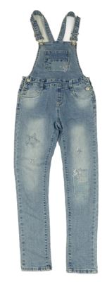 Světlemodré laclové skinny rifle s hvězdami z kamínků