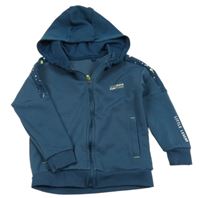 Petrolejová propínací mikina s nápisem a kapucí George