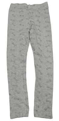 Sivé melírované legíny s mašľami Lupilu