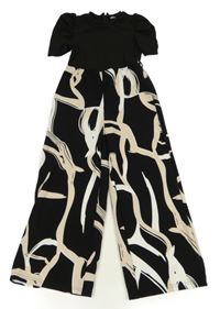 Čierny nohavicový overal so vzorom Shein