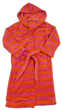 Červeno-fuchisový pruhovaný župan s kapucňou Alive