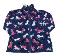 Tmavomodrá fleecová propínací mikina s koňmi Infinity Kids