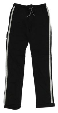 Černé tepláky s třpytivým pruhem Hema