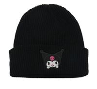 Černá žebrovaná čepice s Kuromi