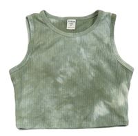 Khaki batikovaný rebrovaný crop top Shein