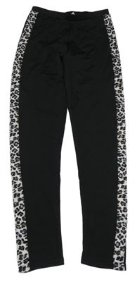 Čierne legíny s pruhom s leopardím vzorom Y.F.K.