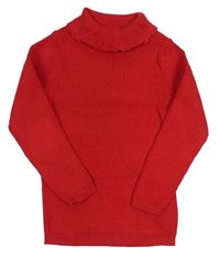 Červený rebrovaný ľahký sveter s rolákom George