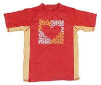 Červeno-žlté UV tričko s potlačou