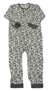 Bílo-šedý pyžamový overal s pandami H&M