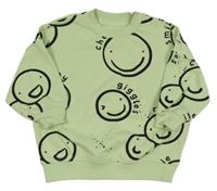 Zelená oversize mikina se smajlíky Next