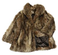 Hnědo-béžový kožešinový kabát 