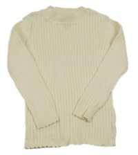 Smetanové žebrované pletené triko Tu