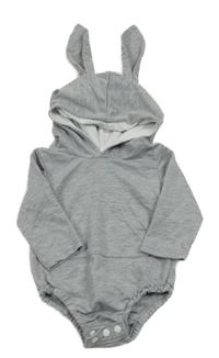 Sivé melírované body s kapucňou s ušima