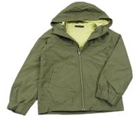 Khaki šušťáková jarná bunda s kapucňou