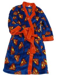 Modro-červený chlupatý župan se Supermanem 