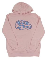Svetloružová mikina s nápisom a kapucňou