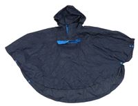 Tmavomodré šušťákové nepromokavé pončo s kapucňou Decathlon