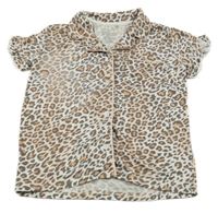 Hnědo-bílý leopardí pyžamový kabátek 