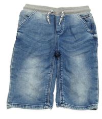 Modré rifľové teplákové kraťasy s úpletovým pasom Dopodopo