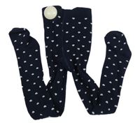 Tmavomodré vzorované punčocháče se srdíčky H&M