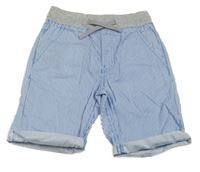 Modro-bílé pruhované plátěné kraťasy s šedým pasem kids