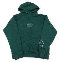 Tmavozelená mikina s nápisem a kapucí dunnes