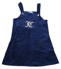 Tmavomodré trblietavé zamatové na traké šaty s vreckom Juicy Couture