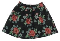 Čierno-zeleno-červená sukňa s růžemi Yd.