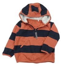 Tmavomodro-tehlová prouhovaná mikina s kapucňou John Lewis